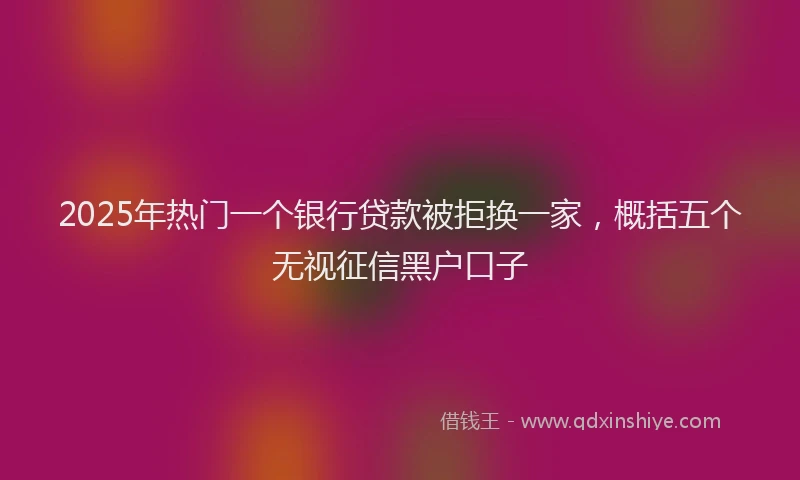 2025年热门一个银行贷款被拒换一家，概括五个无视征信黑户口子