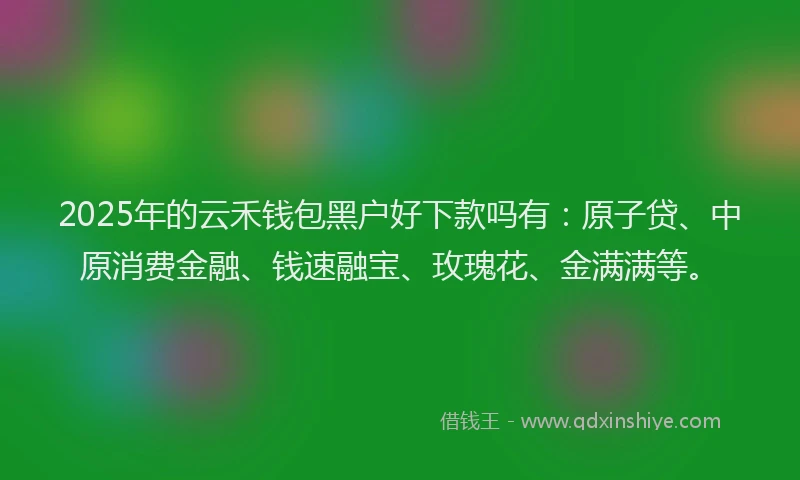 2025年的云禾钱包黑户好下款吗有：原子贷、中原消费金融、钱速融宝、玫瑰花、金满满等。