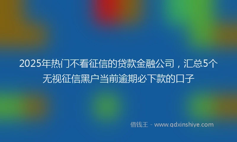 2025年热门不看征信的贷款金融公司，汇总5个无视征信黑户当前逾期必下款的口子