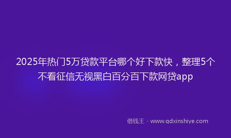 2025年热门5万贷款平台哪个好下款快，整理5个不看征信无视黑白百分百下款网贷app