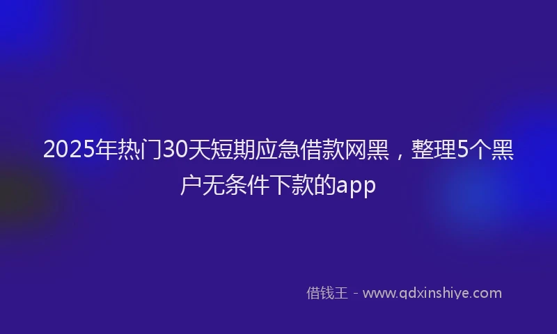 2025年热门30天短期应急借款网黑，整理5个黑户无条件下款的app