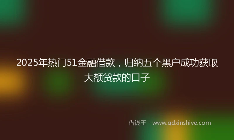 2025年热门51金融借款，归纳五个黑户成功获取大额贷款的口子