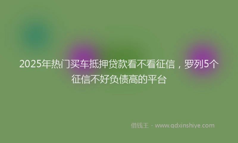 2025年热门买车抵押贷款看不看征信，罗列5个征信不好负债高的平台