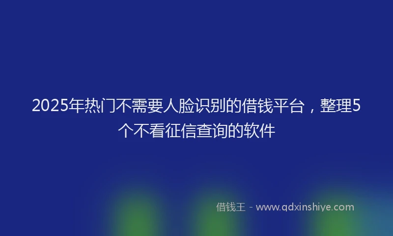 2025年热门不需要人脸识别的借钱平台，整理5个不看征信查询的软件