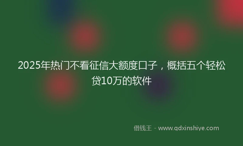 2025年热门不看征信大额度口子，概括五个轻松贷10万的软件
