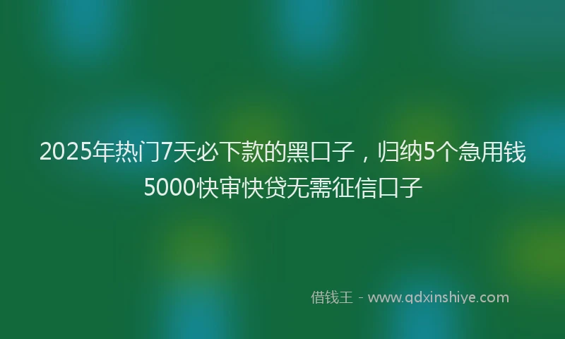 2025年热门7天必下款的黑口子，归纳5个急用钱5000快审快贷无需征信口子