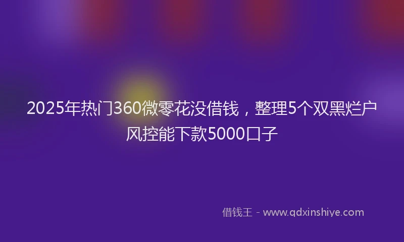 2025年热门360微零花没借钱，整理5个双黑烂户风控能下款5000口子
