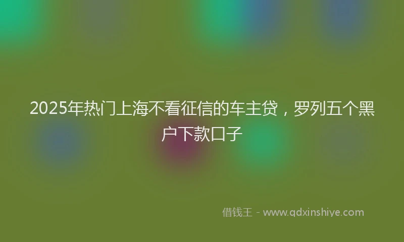 2025年热门上海不看征信的车主贷，罗列五个黑户下款口子
