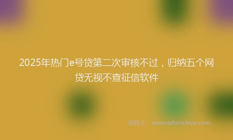 2025年热门e号贷第二次审核不过，归纳五个网贷无视不查征信软件