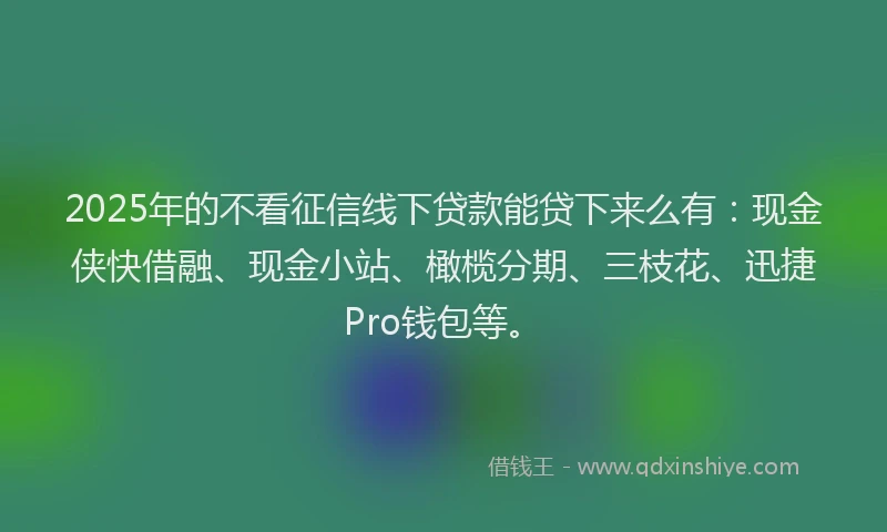 2025年的不看征信线下贷款能贷下来么有：现金侠快借融、现金小站、橄榄分期、三枝花、迅捷Pro钱包等。
