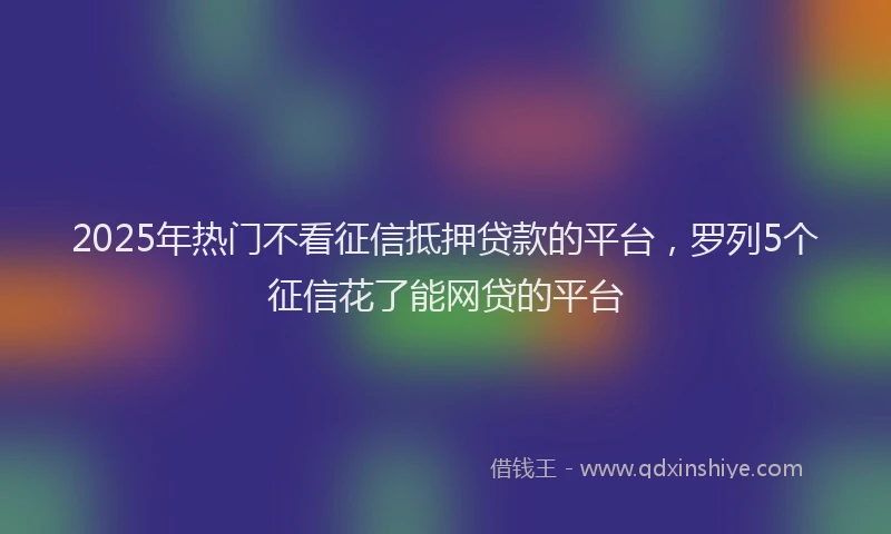 2025年热门不看征信抵押贷款的平台，罗列5个征信花了能网贷的平台