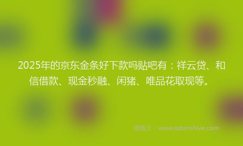 2025年的京东金条好下款吗贴吧有：祥云贷、和信借款、现金秒融、闲猪、唯品花取现等。