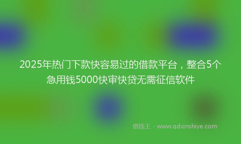 2025年热门下款快容易过的借款平台，整合5个急用钱5000快审快贷无需征信软件