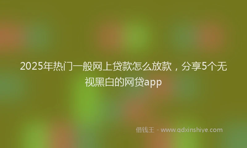 2025年热门一般网上贷款怎么放款，分享5个无视黑白的网贷app