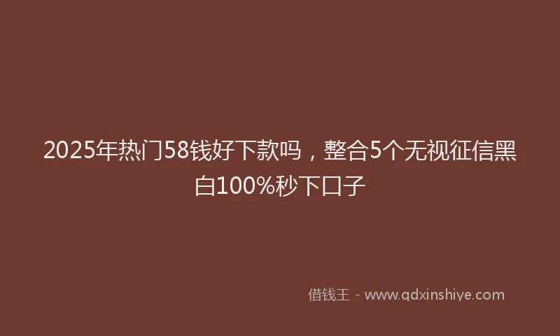 2025年热门58钱好下款吗，整合5个无视征信黑白100%秒下口子