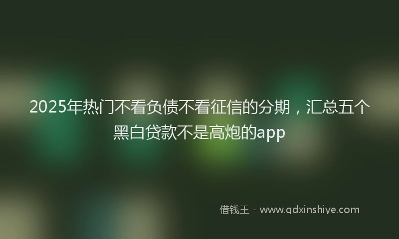2025年热门不看负债不看征信的分期，汇总五个黑白贷款不是高炮的app