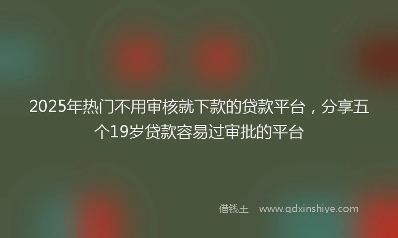 2025年热门不用审核就下款的贷款平台，分享五个19岁贷款容易过审批的平台