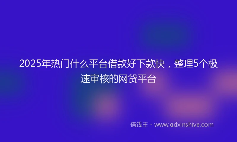 2025年热门什么平台借款好下款快，整理5个极速审核的网贷平台