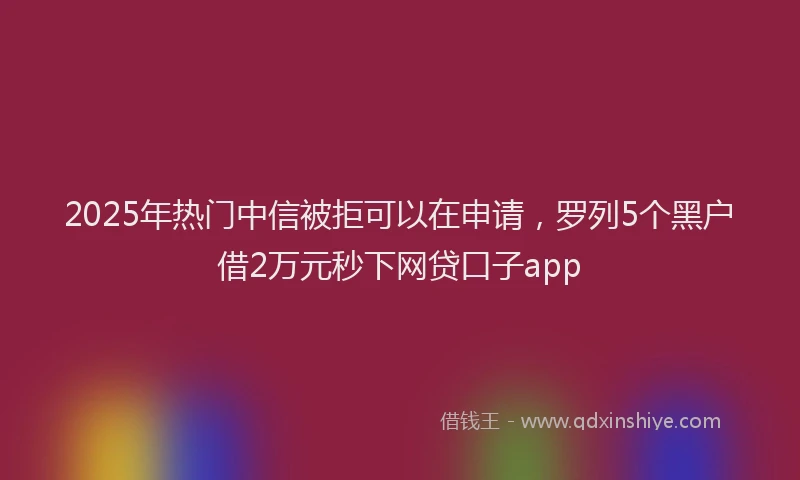 2025年热门中信被拒可以在申请，罗列5个黑户借2万元秒下网贷口子app