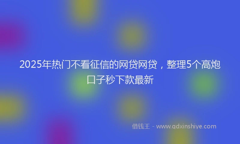 2025年热门不看征信的网贷网贷，整理5个高炮口子秒下款最新