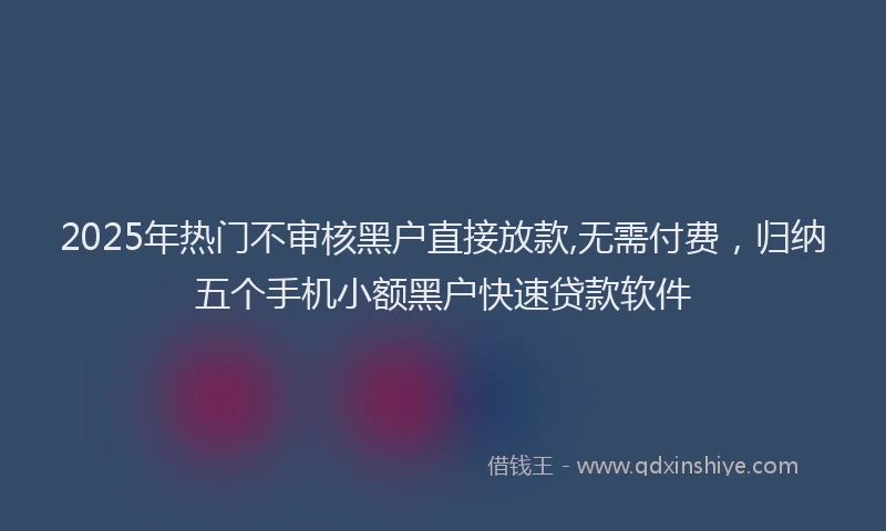 2025年热门不审核黑户直接放款,无需付费，归纳五个手机小额黑户快速贷款软件