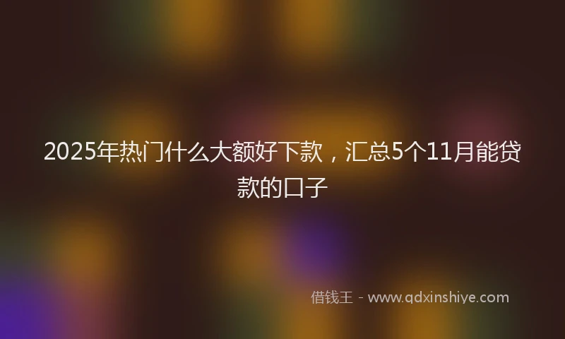 2025年热门什么大额好下款，汇总5个11月能贷款的口子