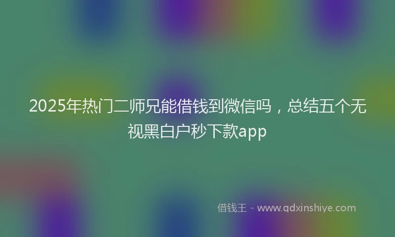 2025年热门二师兄能借钱到微信吗，总结五个无视黑白户秒下款app