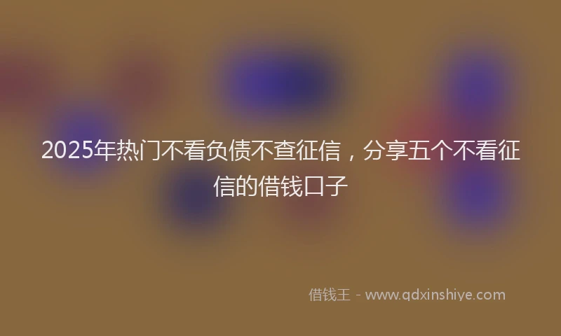 2025年热门不看负债不查征信，分享五个不看征信的借钱口子