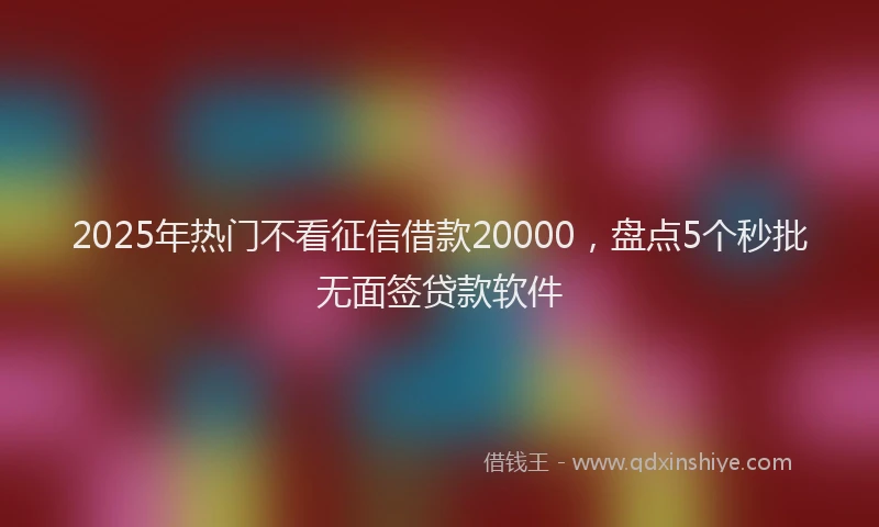 2025年热门不看征信借款20000，盘点5个秒批无面签贷款软件