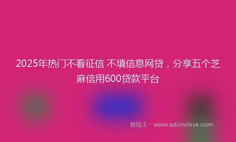 2025年热门不看征信 不填信息网贷，分享五个芝麻信用600贷款平台