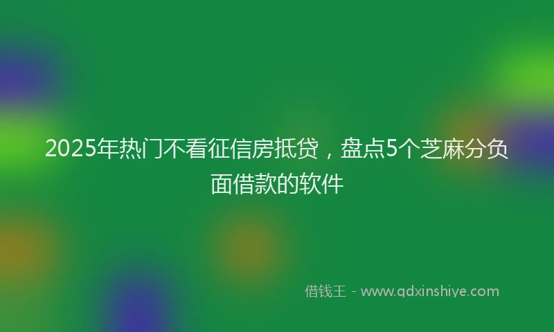 2025年热门不看征信房抵贷，盘点5个芝麻分负面借款的软件