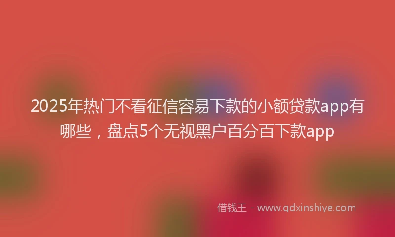 2025年热门不看征信容易下款的小额贷款app有哪些，盘点5个无视黑户百分百下款app