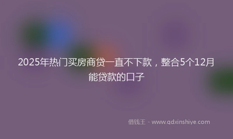 2025年热门买房商贷一直不下款，整合5个12月能贷款的口子