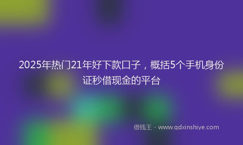 2025年热门21年好下款口子，概括5个手机身份证秒借现金的平台