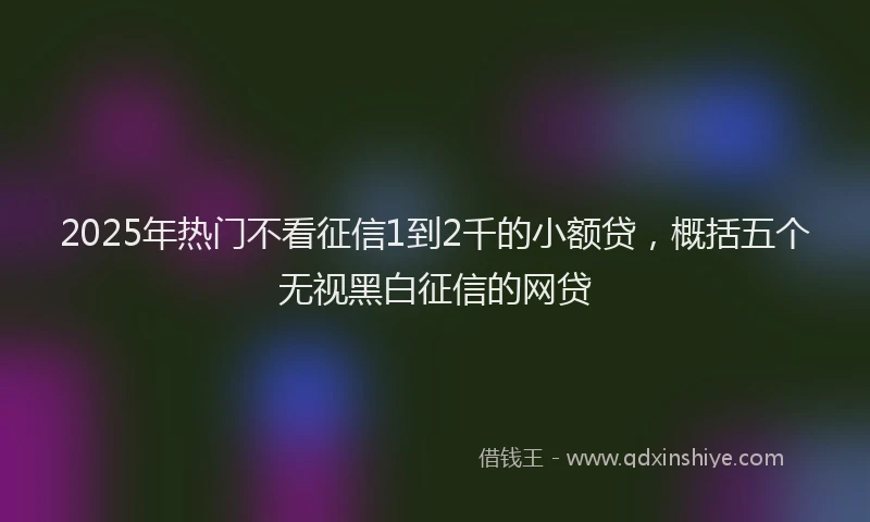 2025年热门不看征信1到2千的小额贷，概括五个无视黑白征信的网贷