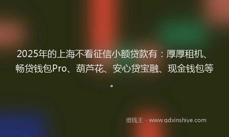 2025年的上海不看征信小额贷款有：厚厚租机、畅贷钱包Pro、葫芦花、安心贷宝融、现金钱包等。