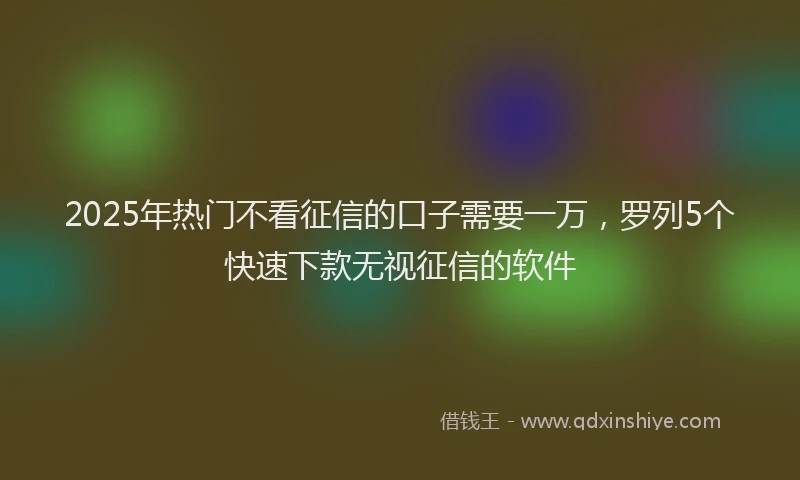 2025年热门不看征信的口子需要一万，罗列5个快速下款无视征信的软件