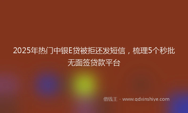 2025年热门中银E贷被拒还发短信，梳理5个秒批无面签贷款平台