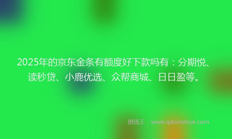 2025年的京东金条有额度好下款吗有：分期悦、读秒贷、小鹿优选、众帮商城、日日盈等。