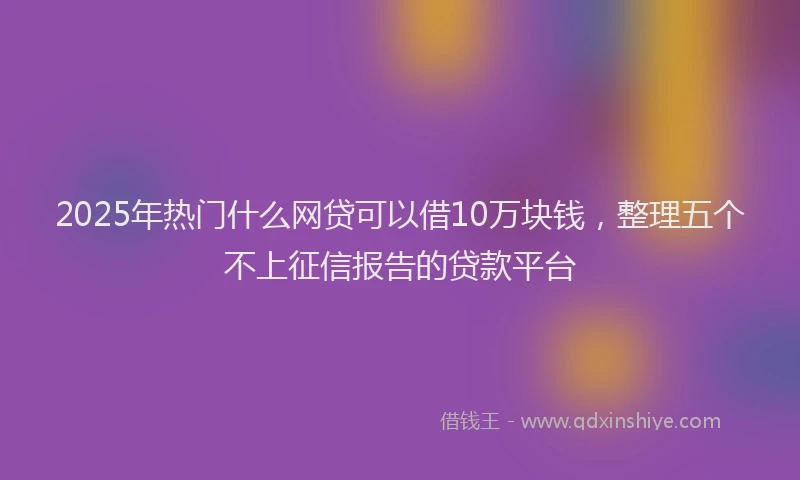 2025年热门什么网贷可以借10万块钱，整理五个不上征信报告的贷款平台
