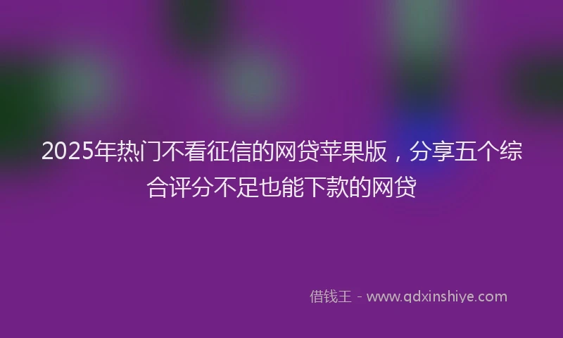 2025年热门不看征信的网贷苹果版，分享五个综合评分不足也能下款的网贷
