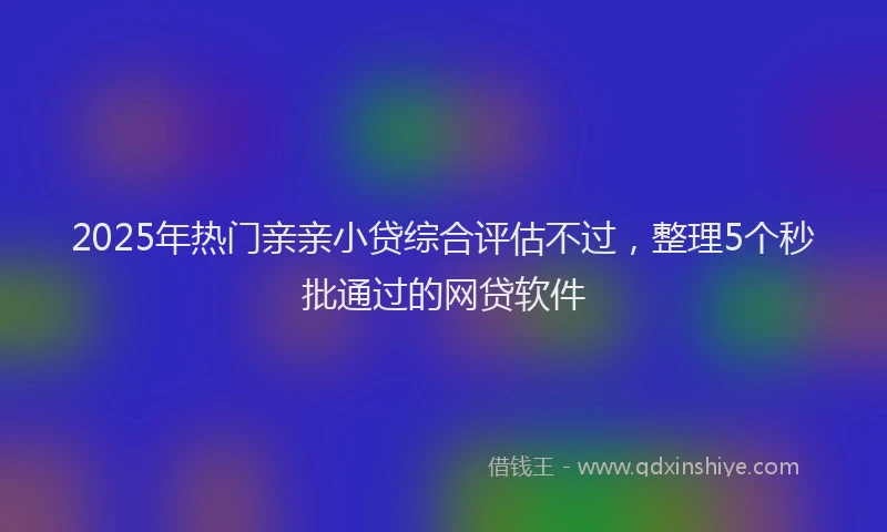 2025年热门亲亲小贷综合评估不过，整理5个秒批通过的网贷软件