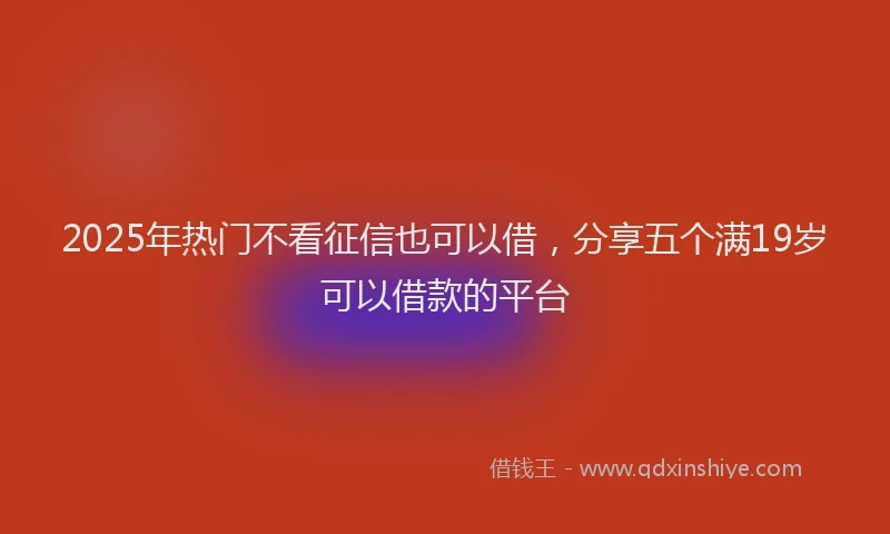 2025年热门不看征信也可以借，分享五个满19岁可以借款的平台