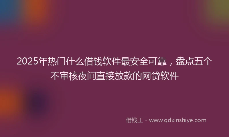 2025年热门什么借钱软件最安全可靠，盘点五个不审核夜间直接放款的网贷软件