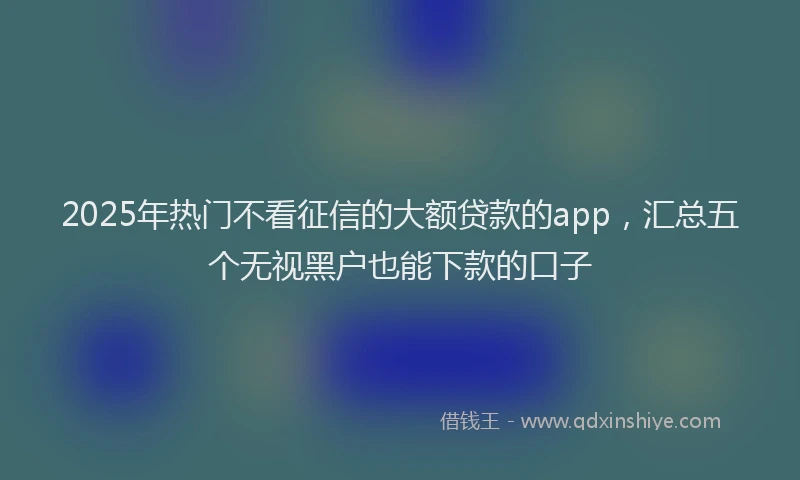 2025年热门不看征信的大额贷款的app，汇总五个无视黑户也能下款的口子