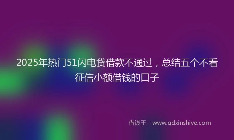 2025年热门51闪电贷借款不通过，总结五个不看征信小额借钱的口子