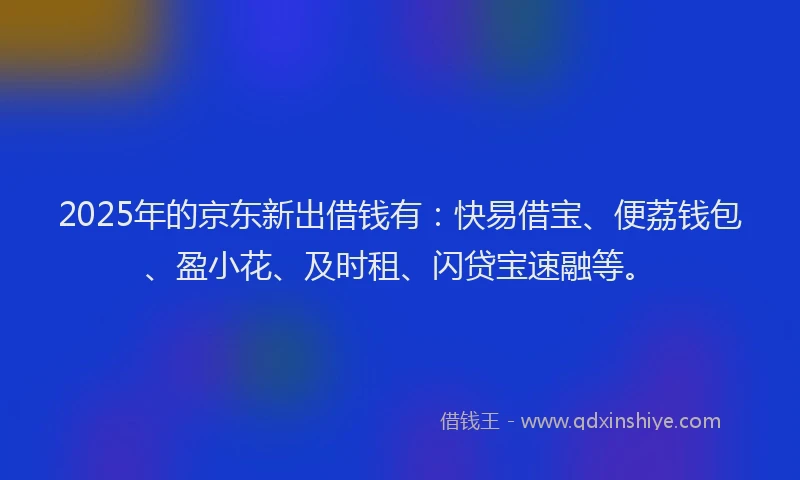 2025年的京东新出借钱有：快易借宝、便荔钱包、盈小花、及时租、闪贷宝速融等。
