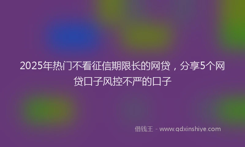 2025年热门不看征信期限长的网贷，分享5个网贷口子风控不严的口子