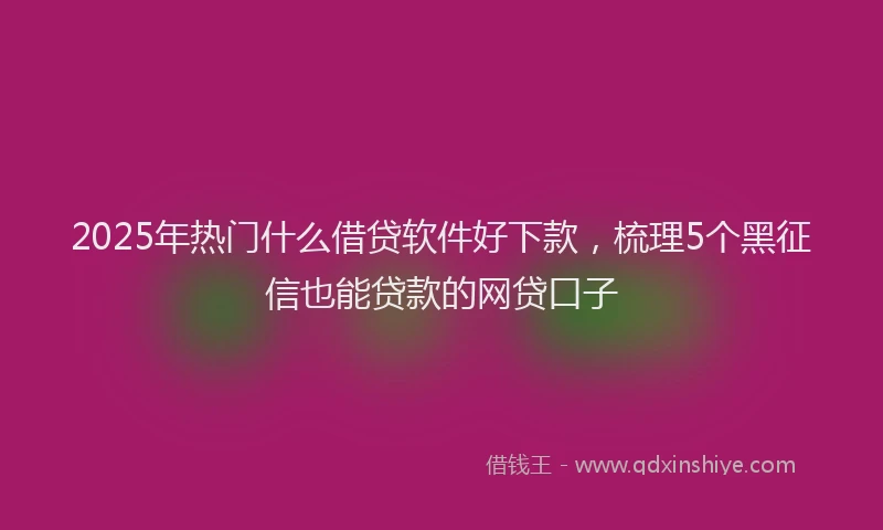 2025年热门什么借贷软件好下款，梳理5个黑征信也能贷款的网贷口子