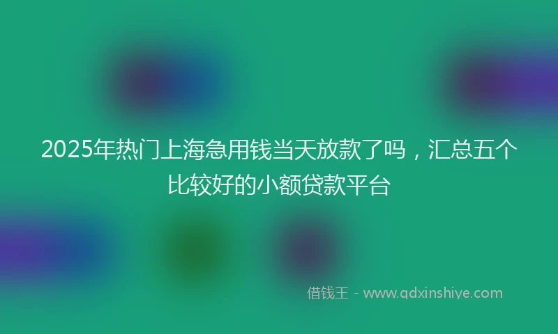 2025年热门上海急用钱当天放款了吗，汇总五个比较好的小额贷款平台